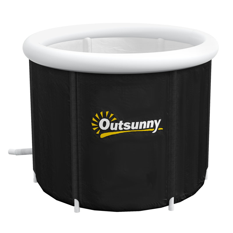 Outsunny Ice Bath Tub, 79 Gallon Outdoor Portable Cold Plunge Tub With Thermo Lid, Cover And Carry Bag For Athletes Recovery And Cold Water Therapy, Black