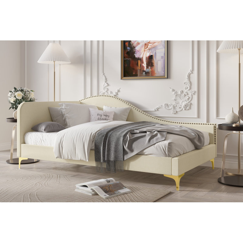Lit de jour simple Edina, Beige