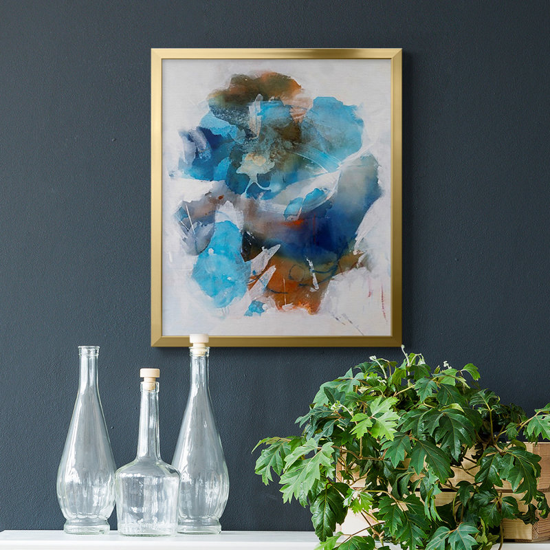 Toile encadrée de qualité supérieure Misty Blue II - prête à être accrochée, H 24 po x l 20 po, Or