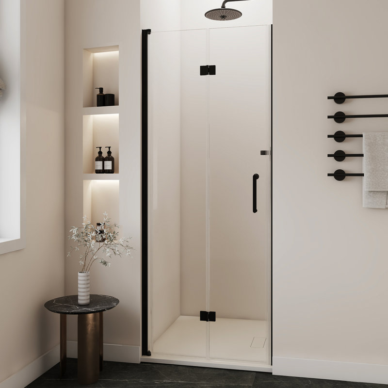 30"W x 72"H Frameless Foldable Shower Door, Aluminum Alloy, 0.24" Tempered Glass Shower