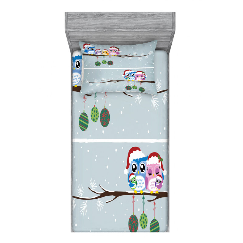 Ignacius Microfiber Polka Dots Sheet Set, Twin XL Sheet Set with Fitted Sheet
