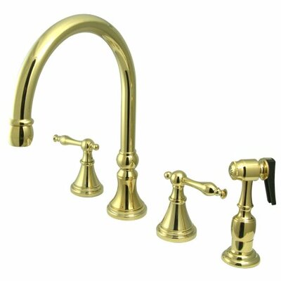 12"" Deck Mount Double Handle Widespread Kitchen Faucet with Metal Lever Handle -  Elements of Design, ES2792NLBS