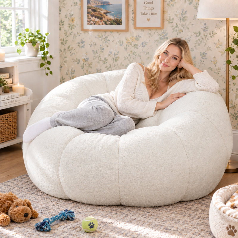 Bean Bag Chair, White