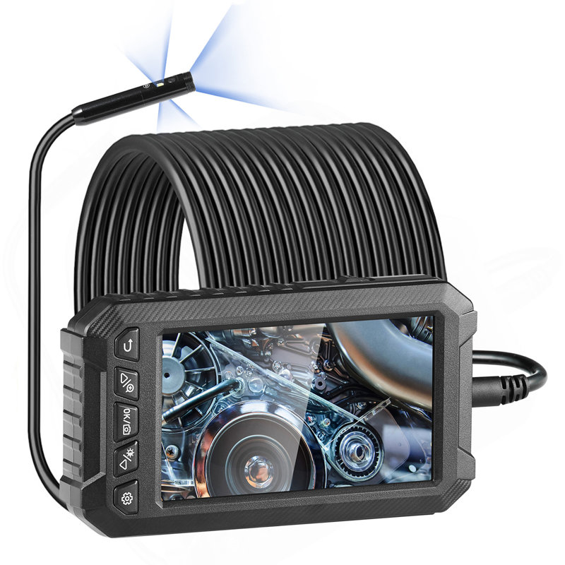 Endoscope Camera With Lights Triple Lens Borescope 49.2FT Cable 5" Screen