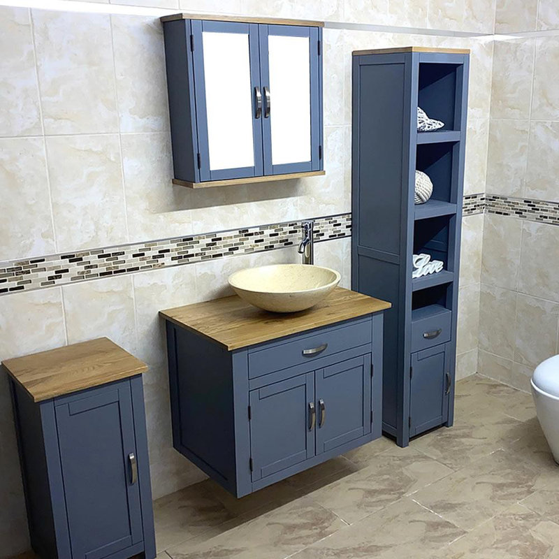 Bexhill 750mm Single Bathroom Vanity with Vessel Stone Basin, Cream