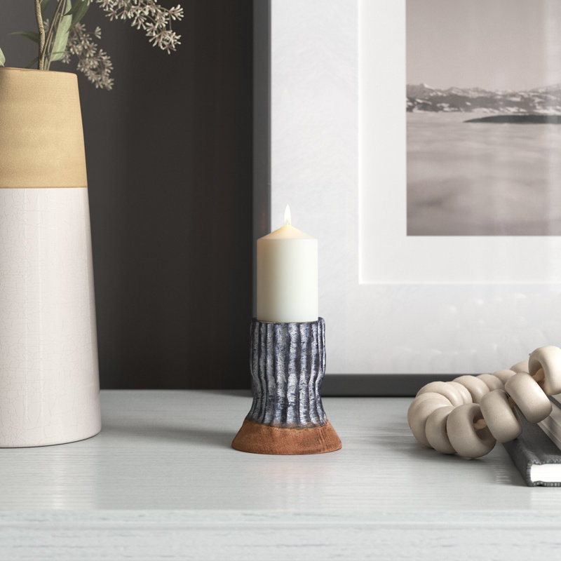 3.25'' H Concrete / Cement Tabletop Candlestick, Gray