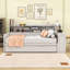 Lit de jour en bois avec lit gigogne, bureau intégré et tablettes de rangement-1256907941-1256907940