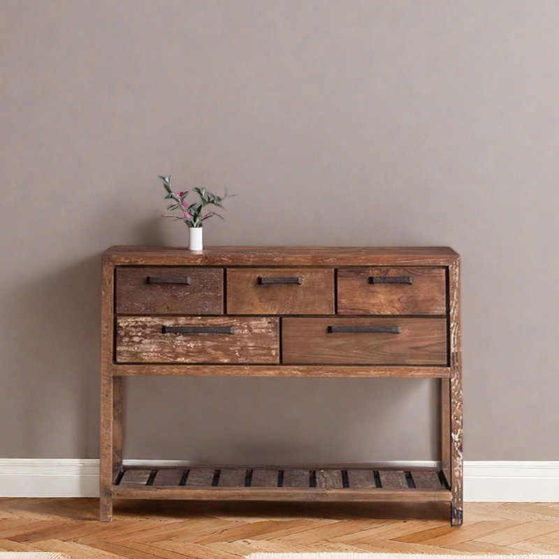 American Retro Solid Wood Entryway Table, 33.5" H x 39.4" W x 15.7" D