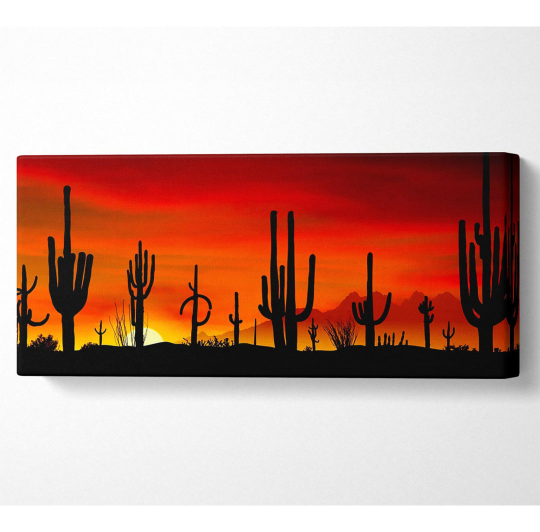 Cactus Sunset Beauty - Leinwanddrucke auf Wrapped Canvas