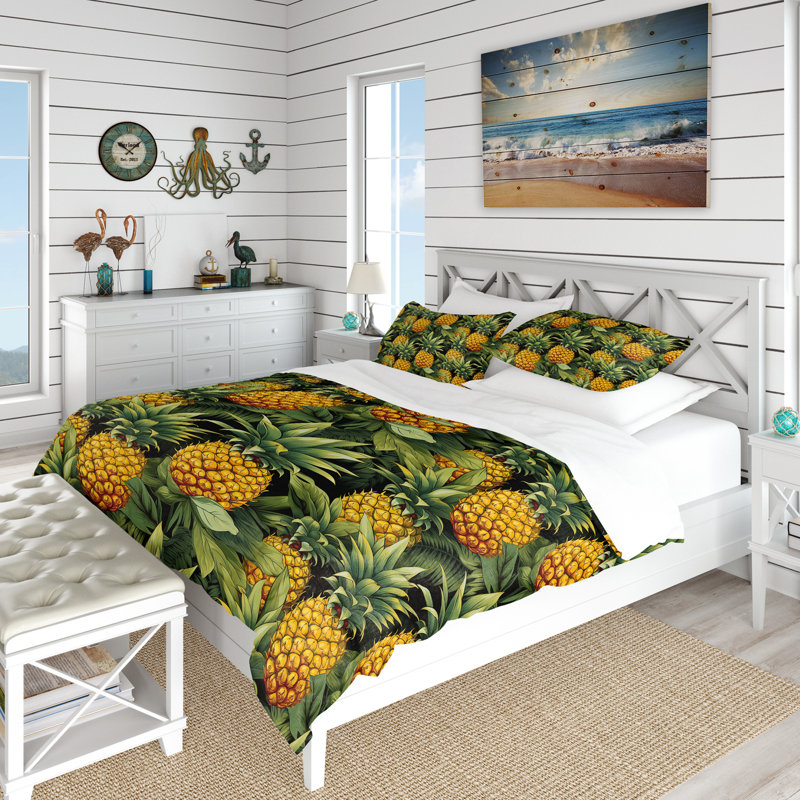 Ensemble de housse de couette Pineapple Delight, Housse de couette pour très grand lit et 2 très
