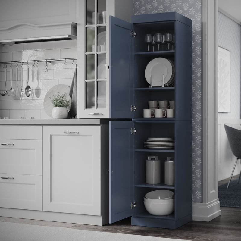 Garde-manger Palace 100% bois massif 16,5 po avec portes Shaker et tablettes réglables Palace Imports, Bleu antique