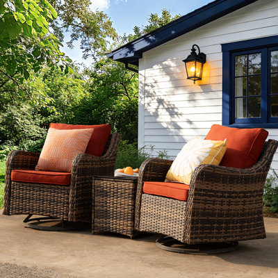 Ensemble de mobilier d'extérieur 3 pièces, rouge