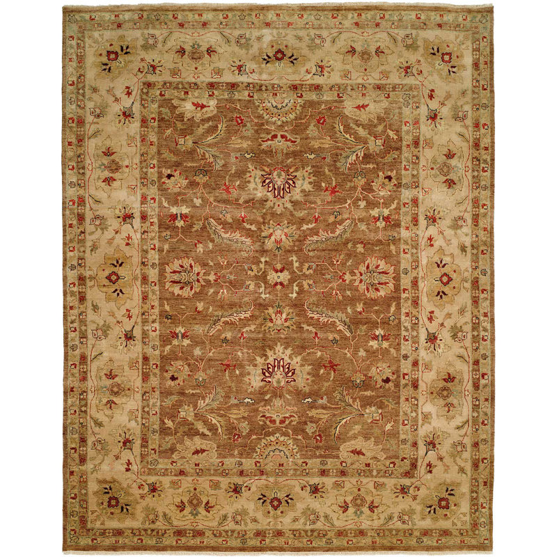 Devansh Wool Oriental Area Rug in Brown/Beige, Rectangle 11' x 16'
