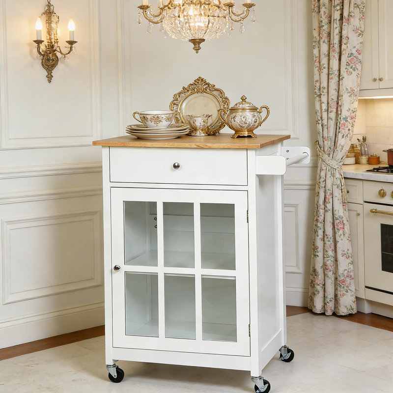 Îlot de cuisine mobile polyvalent avec rangement réglable et mobilité facile, parfait pour les petites cuisines et un espace de comptoir supplémentaire.