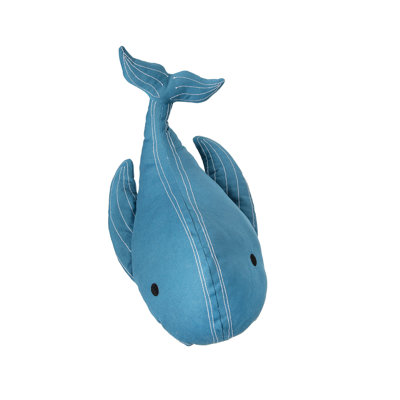 Whale Shaped Applique and Embelished Throw Pillow