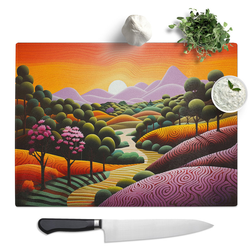 Landscape Op Art  Glass Chopping Board