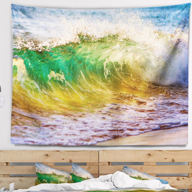 Ocean turning green tapisserie Seascape, H 32 po x l 39 po