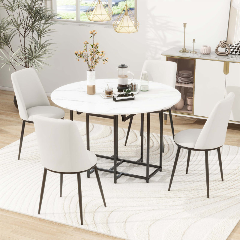 Ensemble de table de salle à manger extensible avec chaises rembourrées, idéal pour les petits espaces et la vie moderne