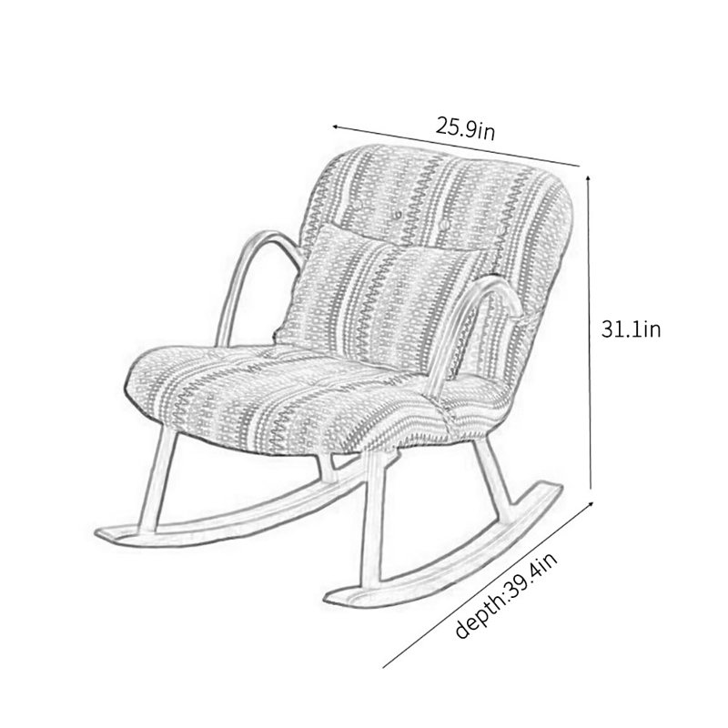 Chaise berçante en bois massif American Retro, Rouge/beige/orange
