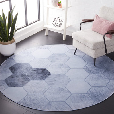 Tapis en polyester tissé à la machine à motif géométrique ivoire / gris Bréhea