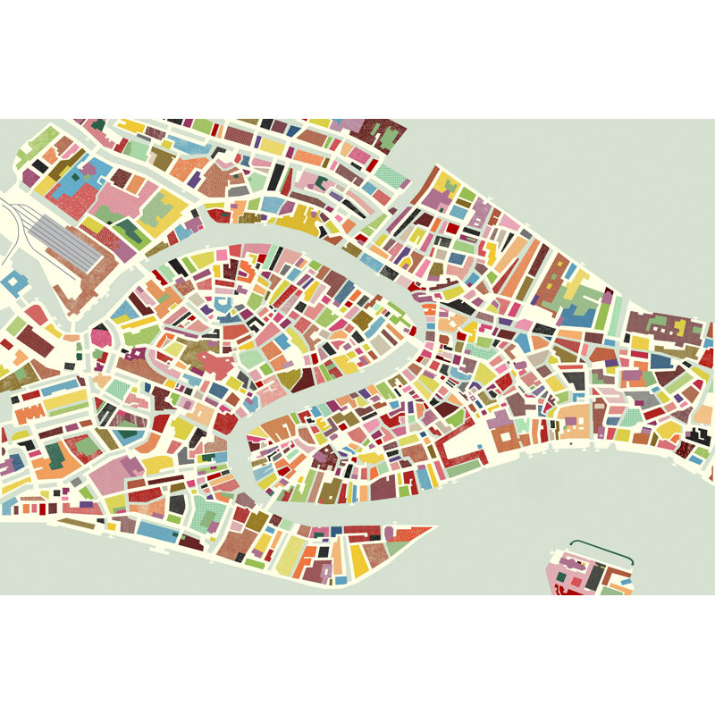 «Modern Venice Map» par Nikki Galapon - reproduction d'art sur toile tendue, H 32 po x l 48 po x P 1,25 po