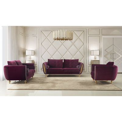 Vaughan 3 - Piece Velvet Living Room Set