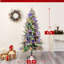 Arbre de Noël artificiel blanc neige 6 pi 6 pi avec 4 modes 8 couleurs, arbre de Noël floqué avec 200 lumières et pinecore, 1000 branches en feutre réfractaire et base pliable pour la décoration des Fêtes