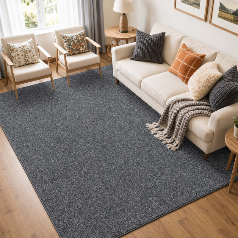 Washable Low Pile Area Rug with Soft Solid Color Design