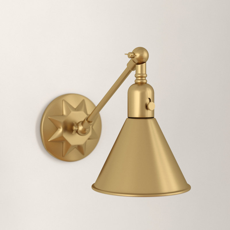 Cattina Plug-in Swing Arm Sconce, Aged Brass