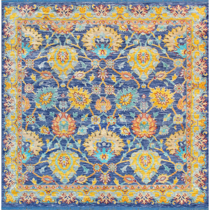 Oushak Camouflage Area Rug in Blue