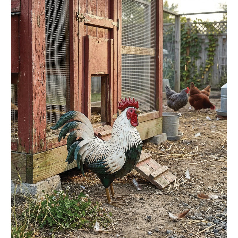 Statue de jardin en métal Verde Rooster, Décor LG