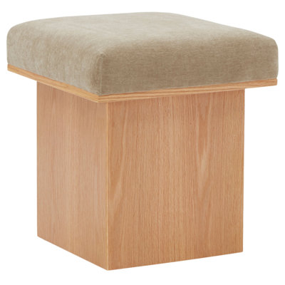 Bourke Velvet And Wood Square Ottoman