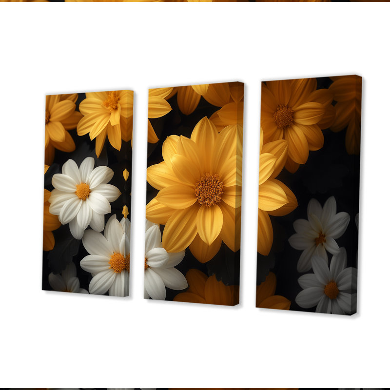Ensemble de décorations murales jaune et blanc parfumées Fusion Mums I - Mums, H 28 po x l 36 po x P 1 po