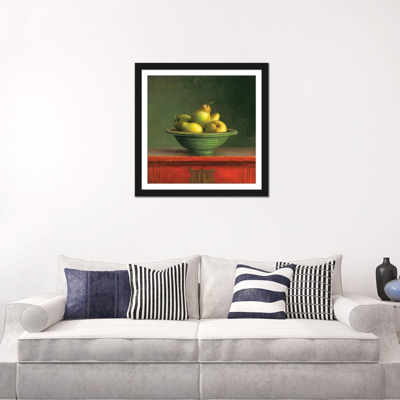 «Pears», reproduction sur toile, Papier d'art encadré noir, Blanc, H 24 po x l 24 po x P 1 po