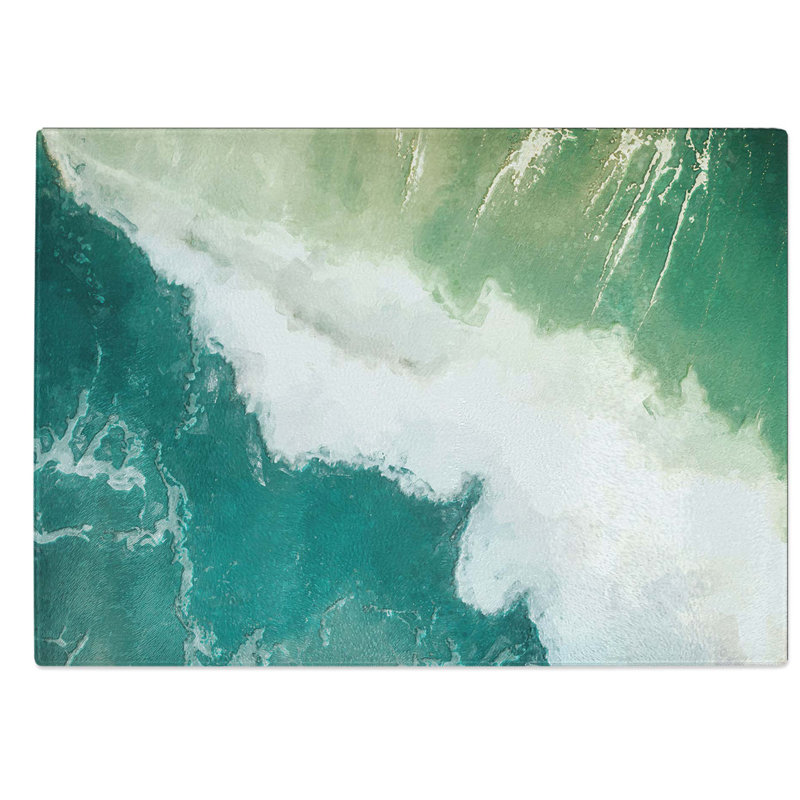 Glass Green Crashing Waves in Australia Chopping Board, 28.5 cm W x 20 cm L