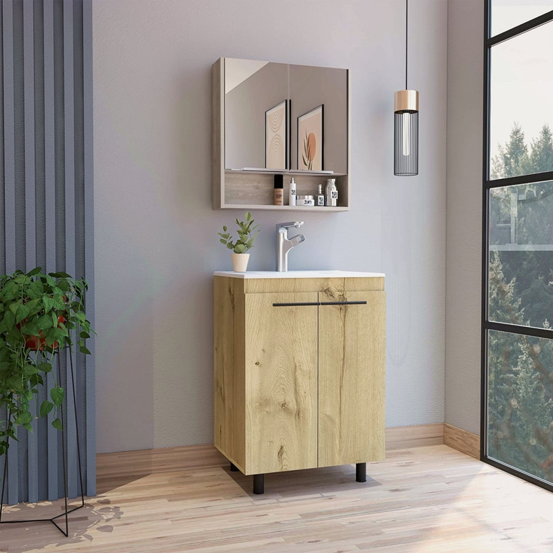 Light Oak 2 Piece Bathroom Set