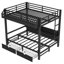 Lit superposé grand sur grand Bellemave avec tablettes et tiroirs de rangement, lits superposés en métal avec ports USB et lumières à DEL, structure de lit superposé non grinçant et stable pour les adolescents et les adultes, noir-123055941-123055938
