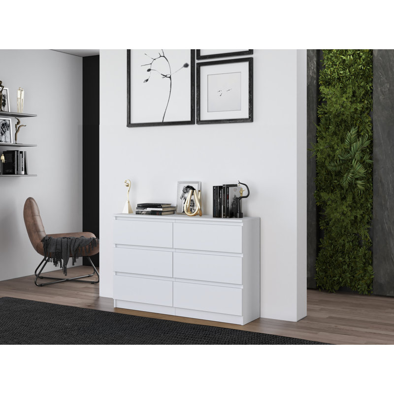 Olhouser 120cm W 6 - Drawer Chest of Drawers, White