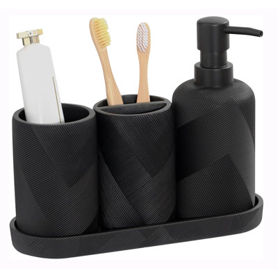 Modern Black Bathroom Accessories Set,4 PCS Bathroom Organizer