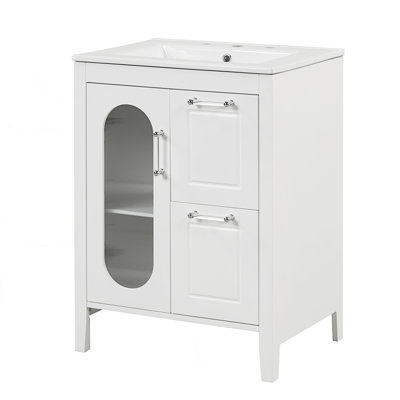 Meuble-lavabo avec lavabo, meuble-lavabo avec deux tiroirs et porte
