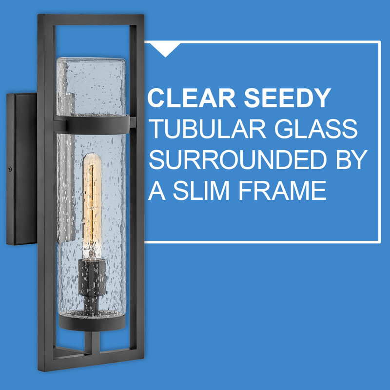 Cordillera Seeded Glass Outdoor Wall Lantern, Black, 20" H x 7.5" W x 7" D