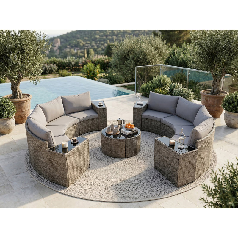 Canapé modulaire demi-lune pour l'extérieur