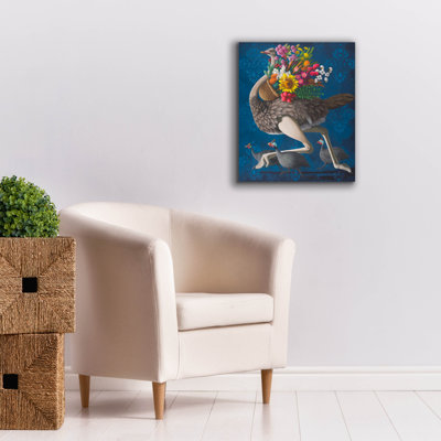 Art mural épique Graffiti «Run Ostrich» par Heather Gauthier, 20 po x 24 po