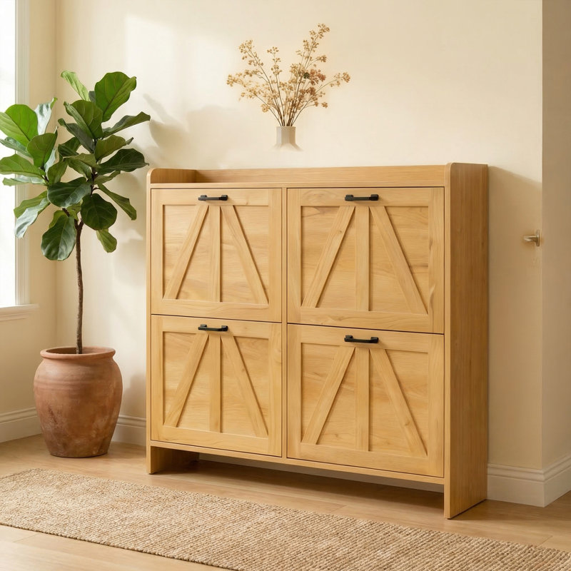 Shoe Cabinet, Light Oak