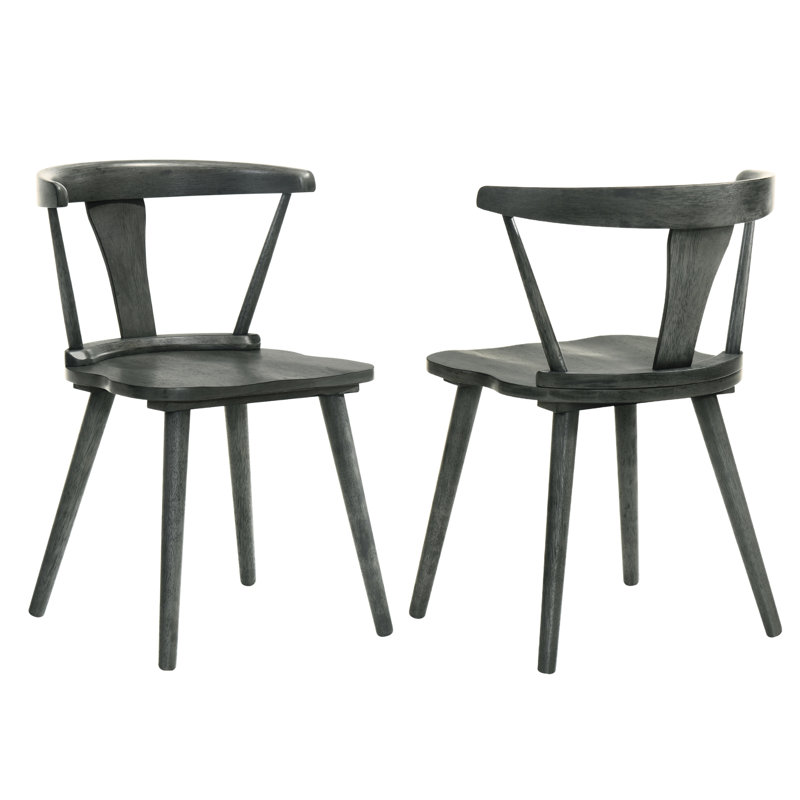 Ensemble de 2 chaises de ferme, chaises d'appoint en bois pour la cuisine et la salle à manger, Grey
