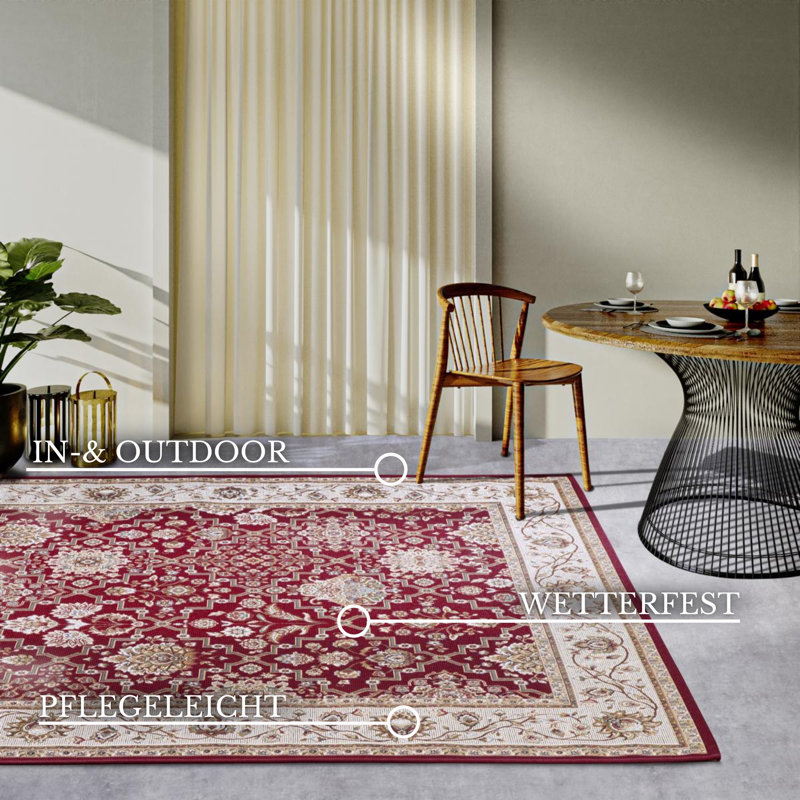 Kollektion 1767 Machine Woven Red cream Rug, Rectangular 160 x 235cm