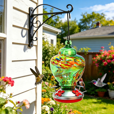 Glass Hanging Hummingbird Feeder