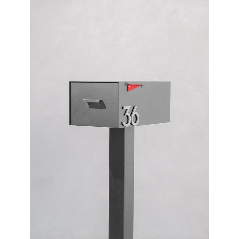 Grande boîte aux lettres en acier Malone, Argent, Gris / noir, Oui