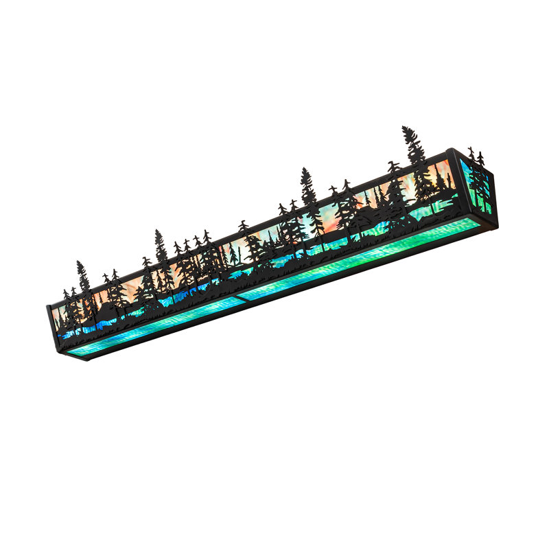 Rustic Lodge 4 - Light Bath Bar, 7" H x 72" W x 6.25" D, Blue/Green/Purple, Timeless Bronze