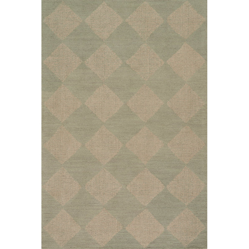 Nivora Tufted Diamond Area Rug, Rectangle 5' x 8', Green